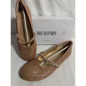 Dream Pairs Serena Girls SZ 5 Rose Gold Glitter Strappy Dress Shoes New In Box